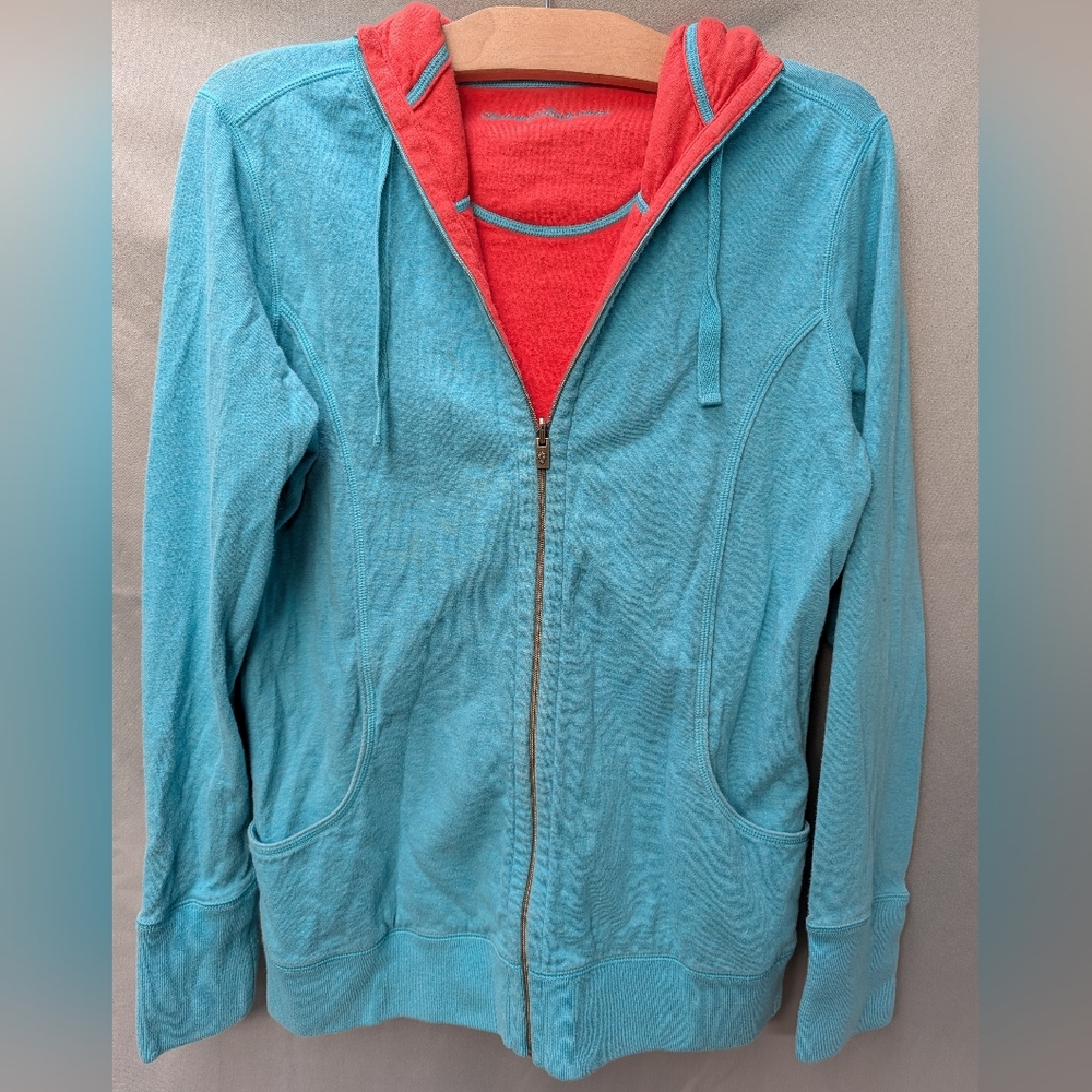Tommy Bahama Blue And Hot Pink Zip-Up Hoodie Size Medium